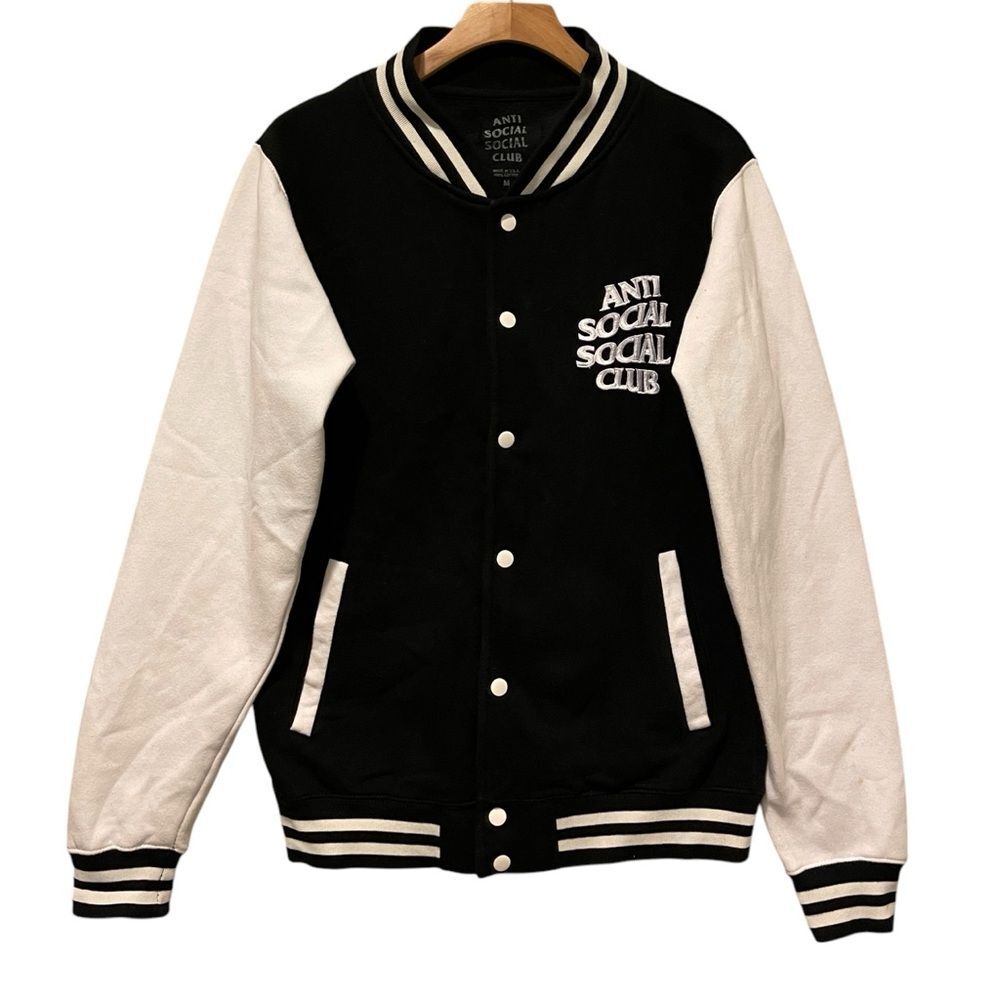 Anti Social Social Club ASSC Dropout Letterman Jacket Black / White Men’s Sz M
